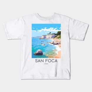 A Pop Art Travel Print of San Foca - Italy Kids T-Shirt